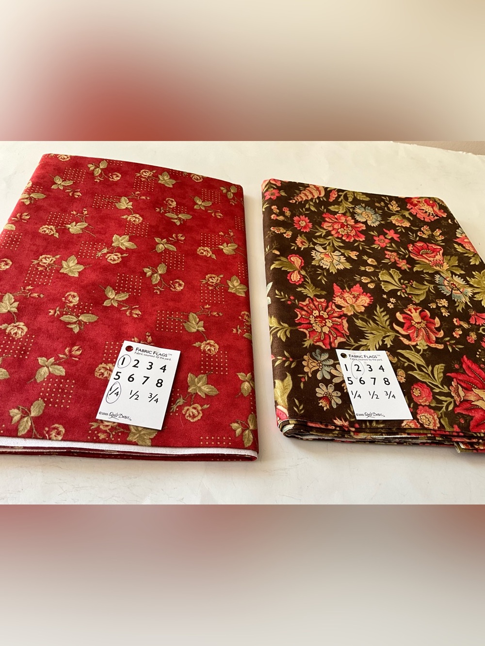Quilting Sewing Moda 3 Sisters Chocolat & Shangri~La Floral Cotton Fabric Lot